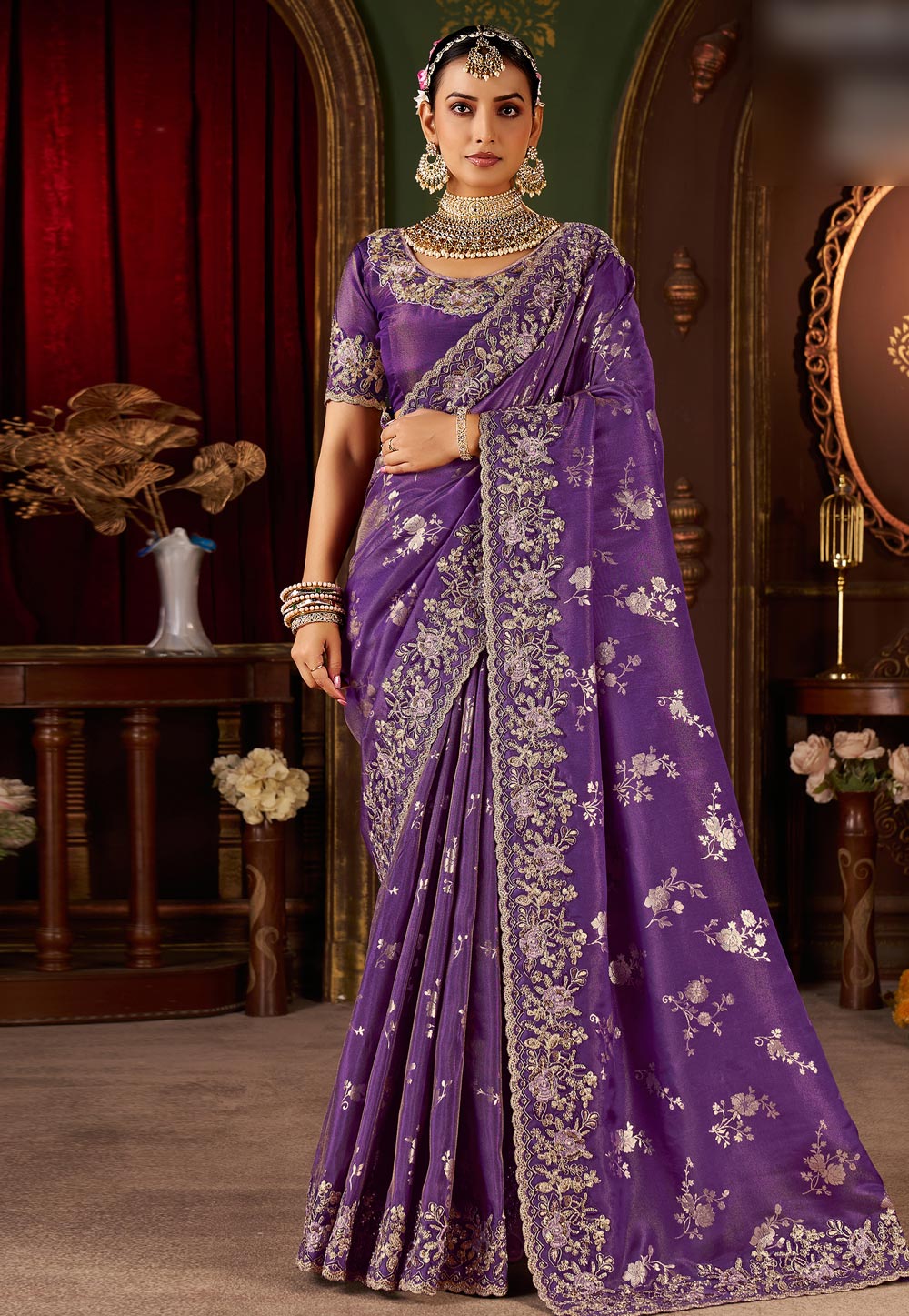 Purple Silk Saree With Blouse 321676