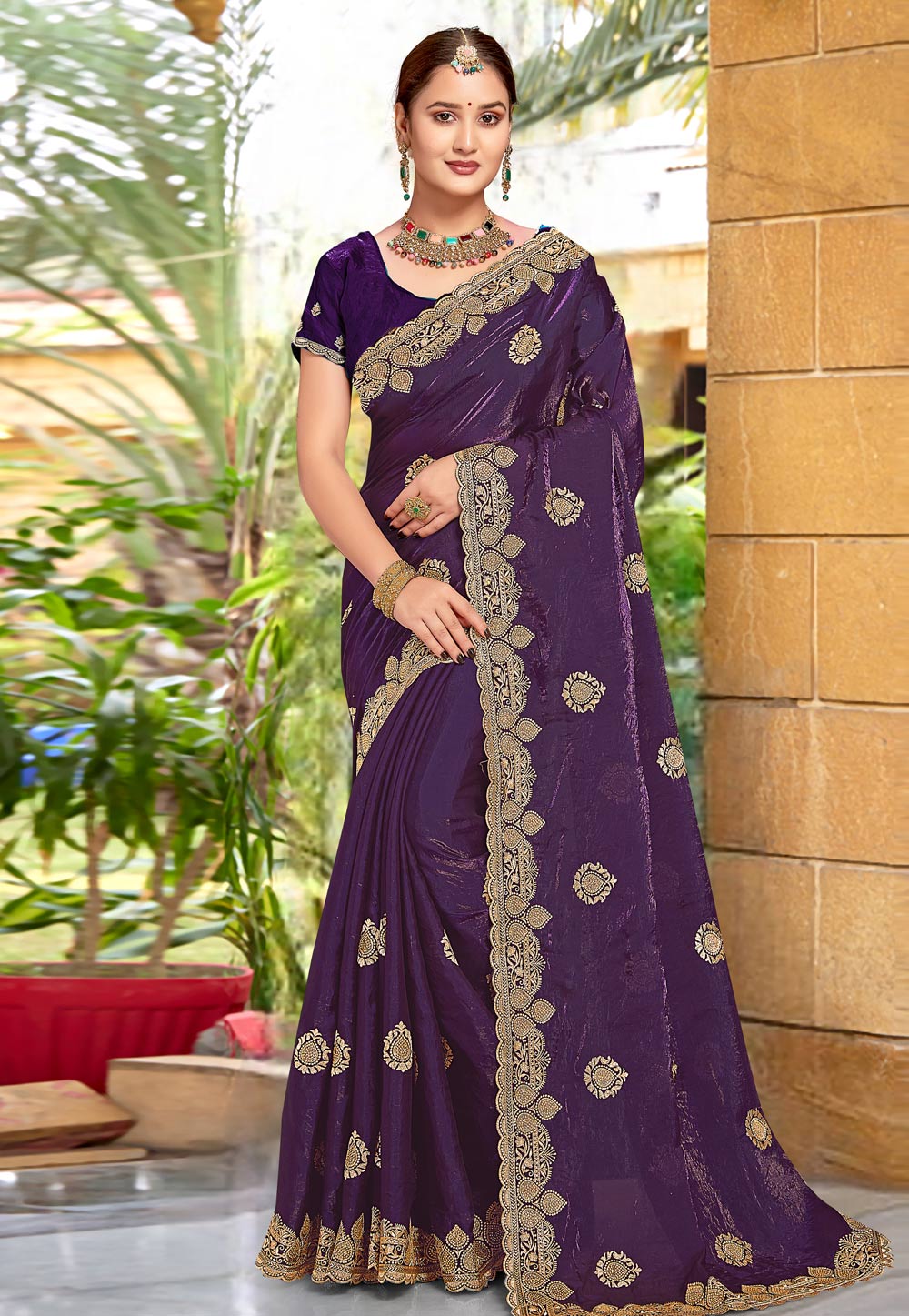 Purple Silk Saree With Blouse 307402