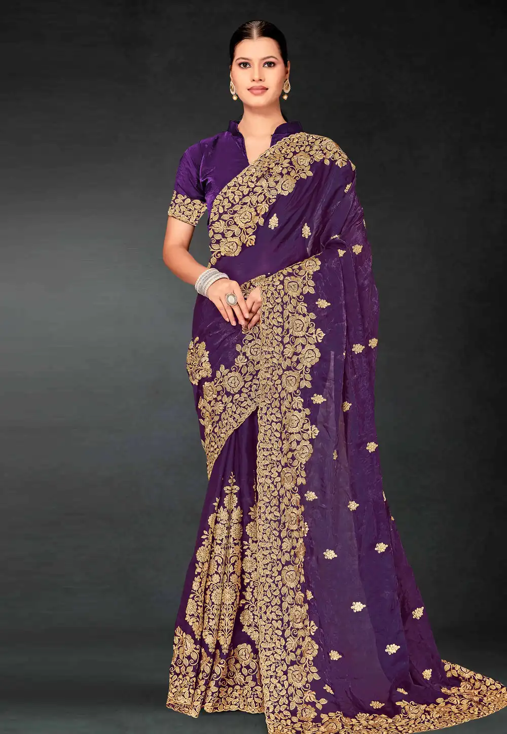 Purple Silk Saree With Blouse 312836