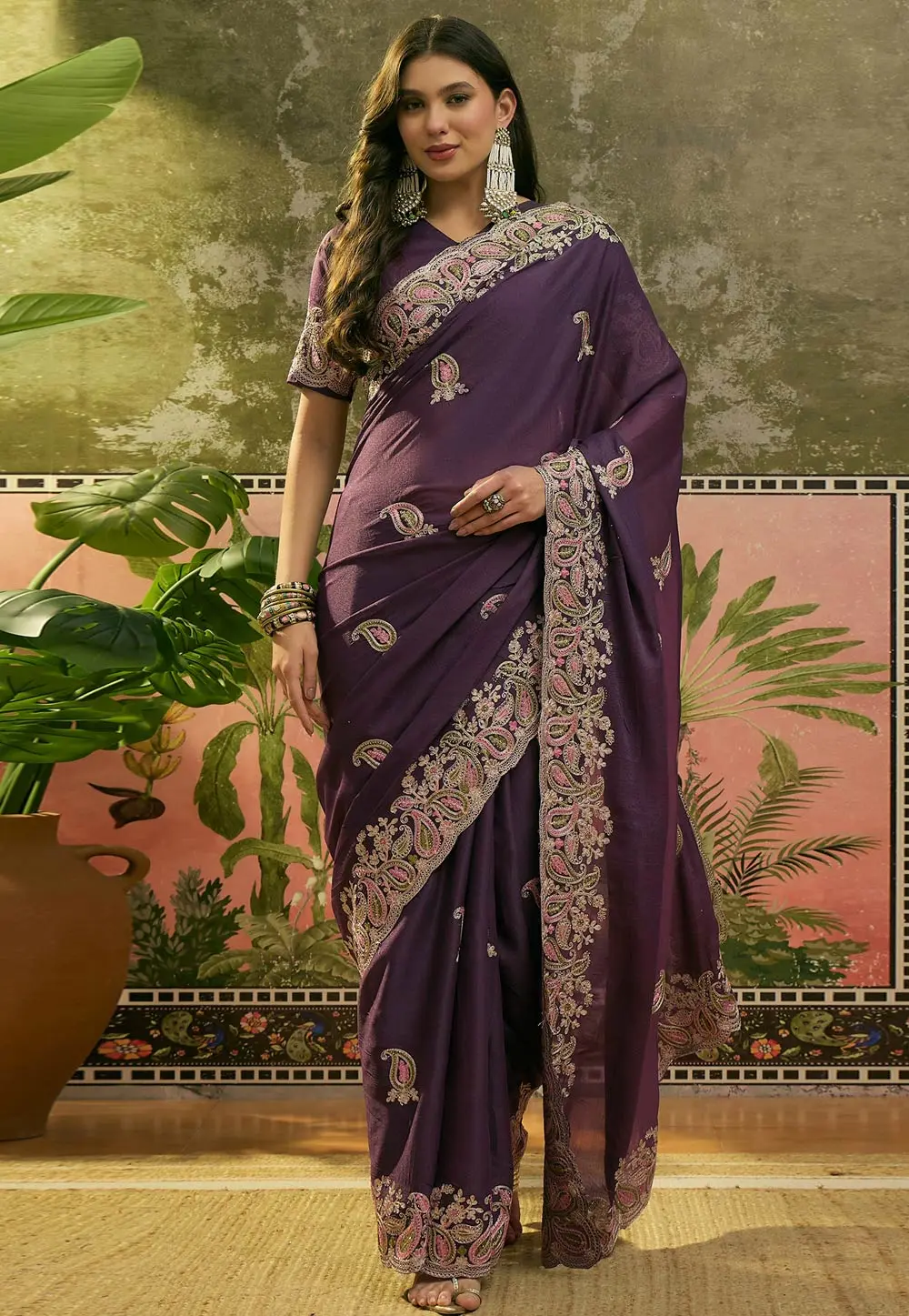Purple Silk Saree With Blouse 331736