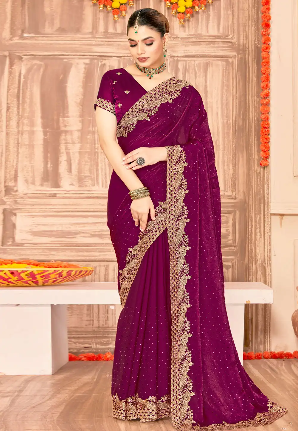 Purple Silk Saree With Blouse 317248