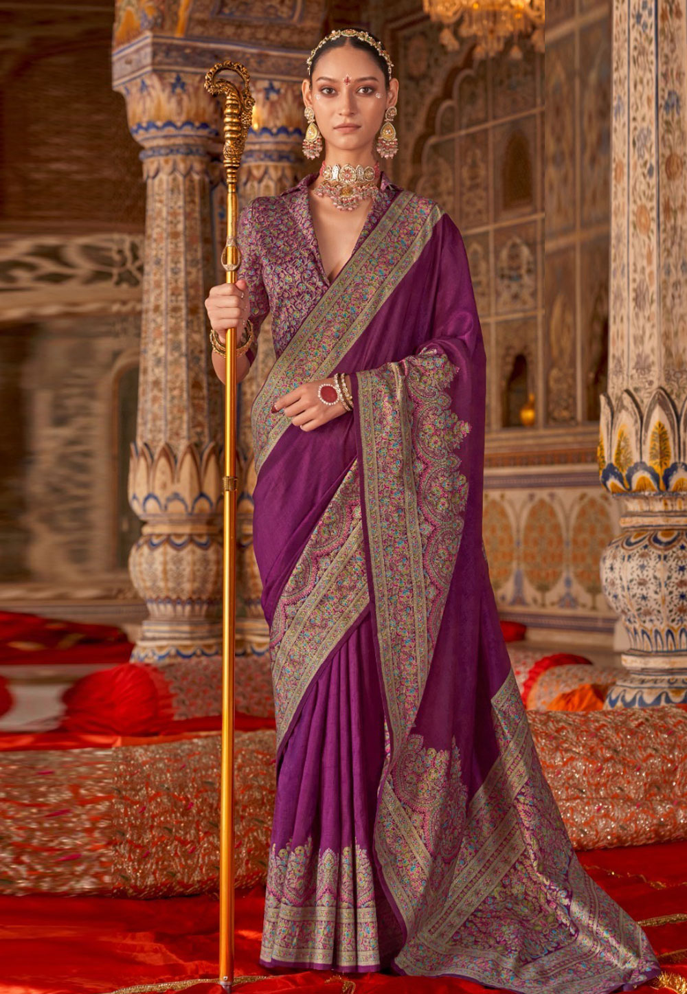 Purple Silk Saree With Blouse 318437