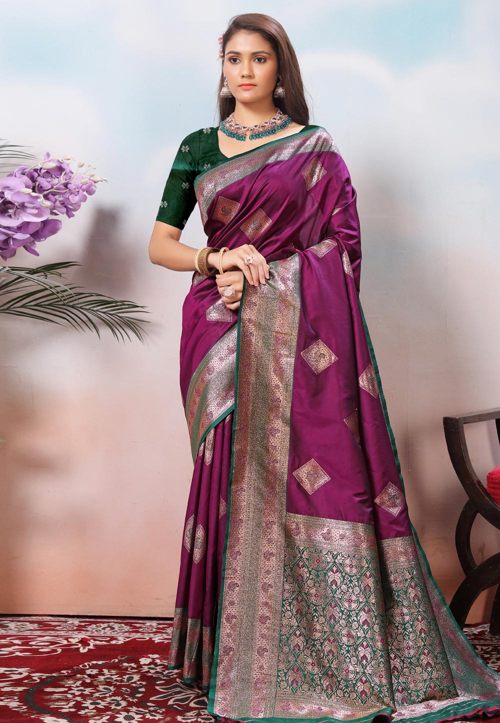 Purple Silk Saree With Blouse 308773
