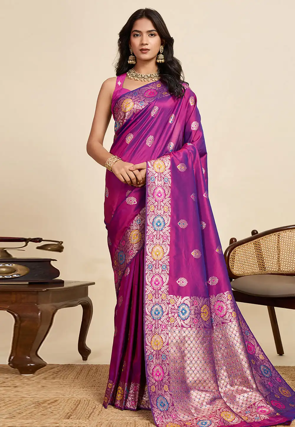 Purple Silk Saree With Blouse 317233