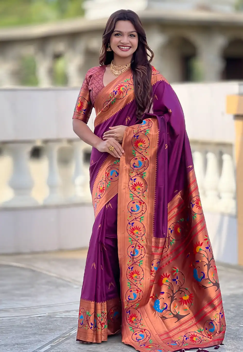 Purple Silk Saree With Blouse 317678