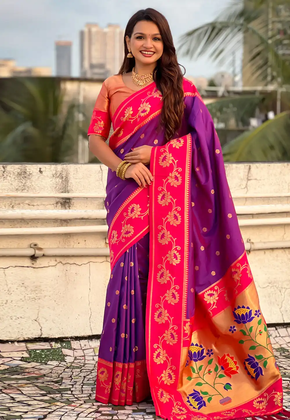 Purple Silk Saree With Blouse 326529