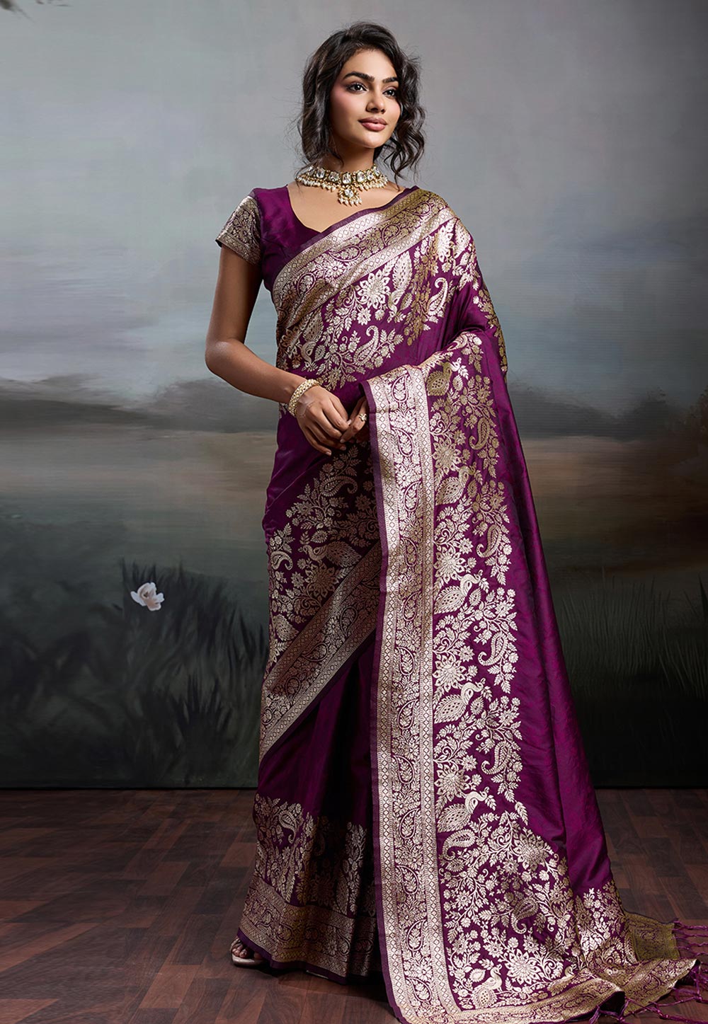Purple Silk Saree With Blouse 326679