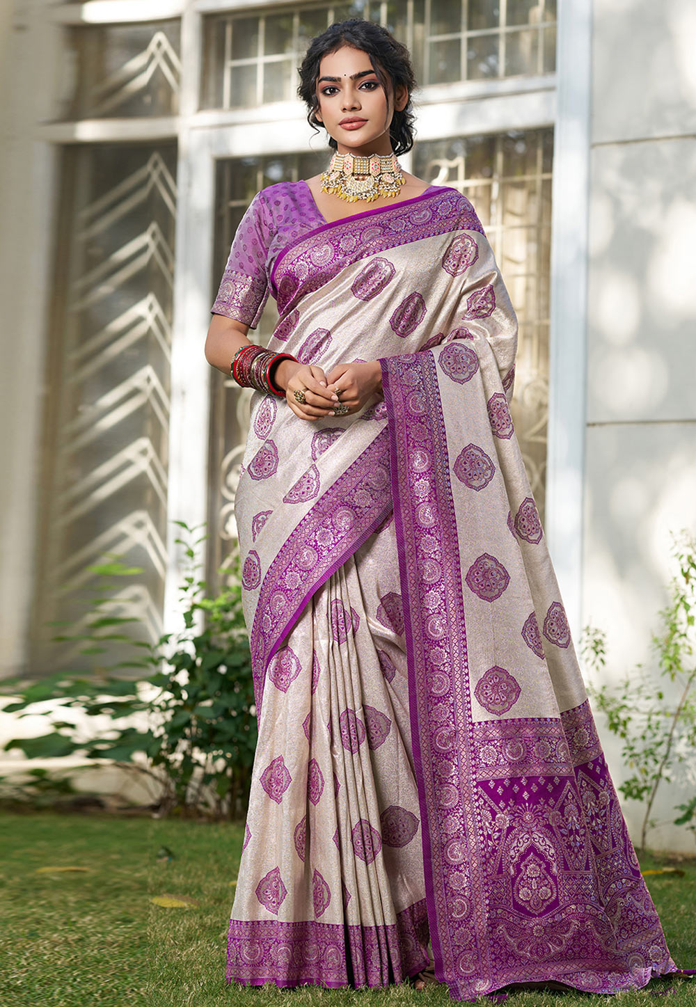 Purple Silk Saree With Blouse 327116