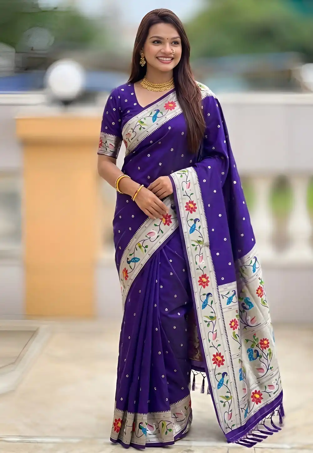 Purple Silk Saree With Blouse 328048