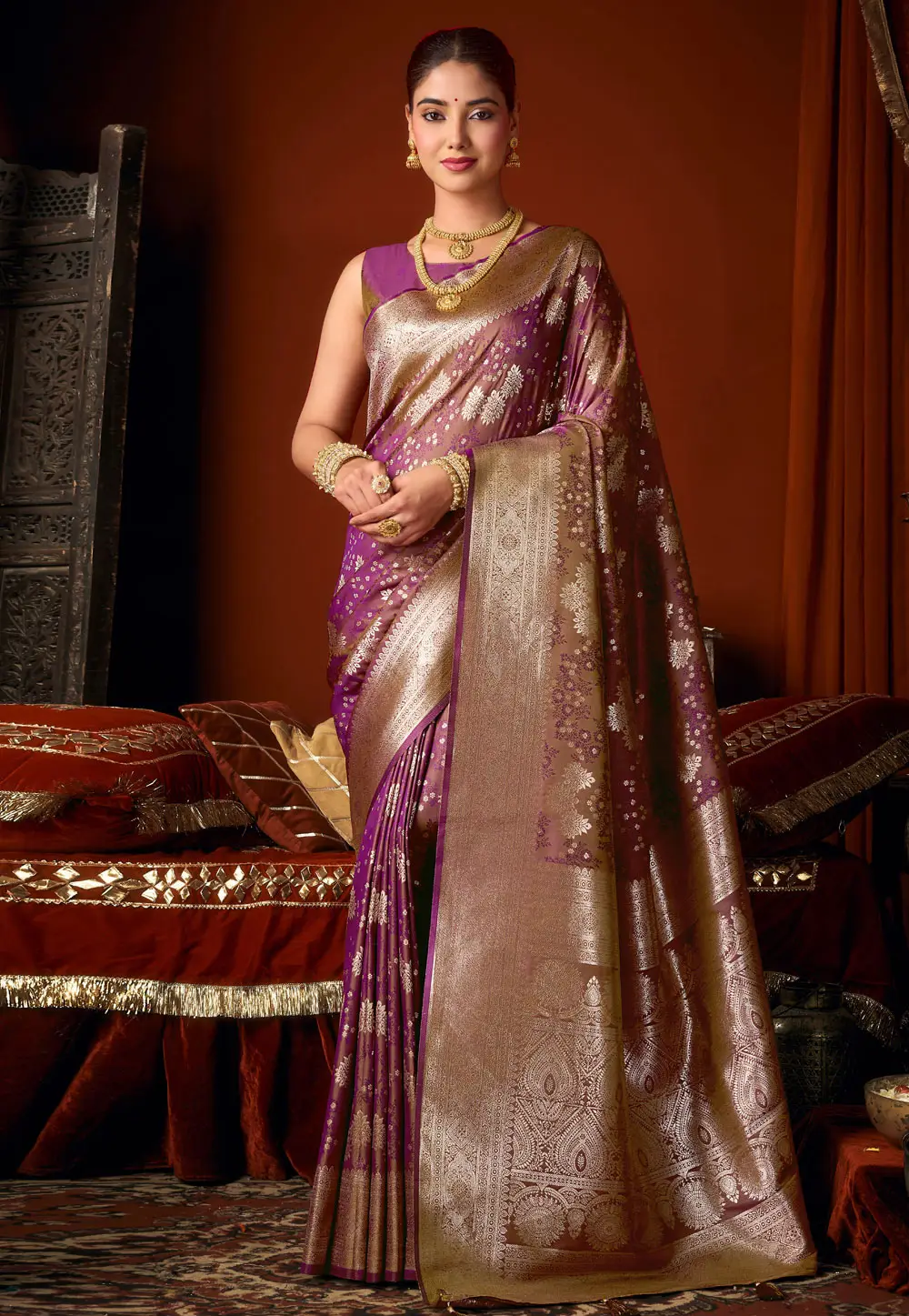 Purple Silk Saree With Blouse 334340