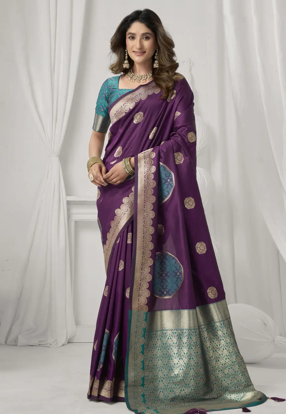 Purple Silk Saree With Blouse 336974