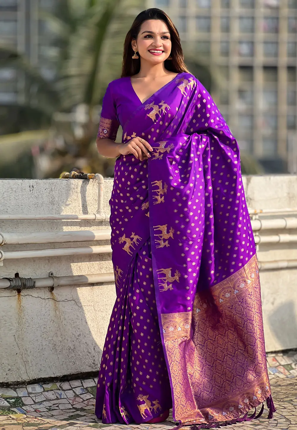 Purple Silk Saree With Blouse 303424