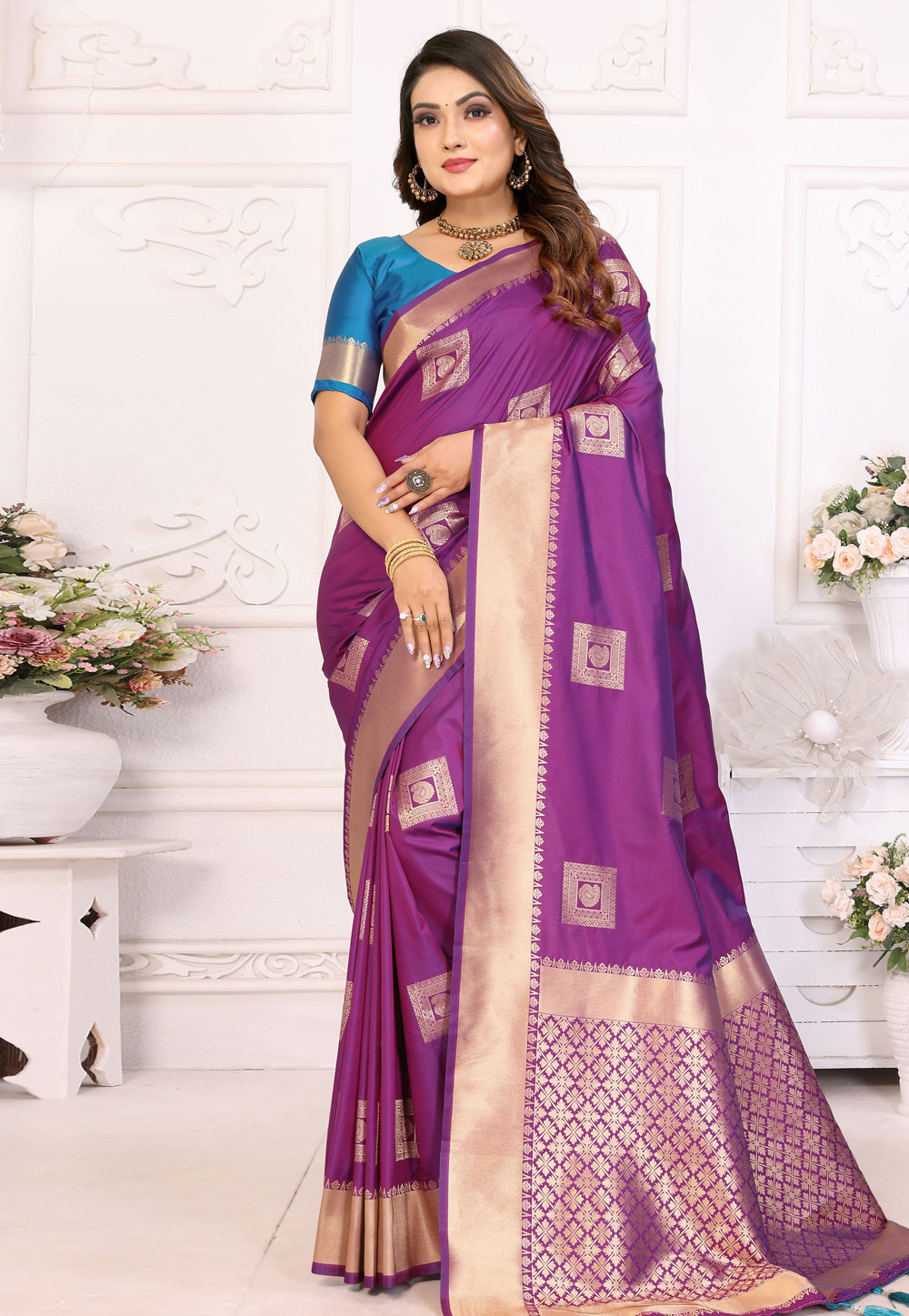 Purple Silk Saree With Blouse 306968