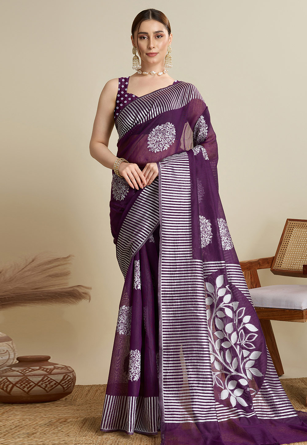Purple Silk Saree With Blouse 311773