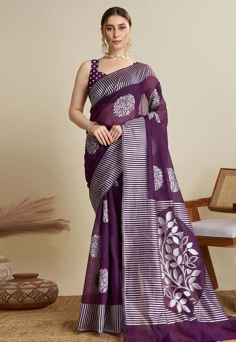 Purple Silk Saree With Blouse 311773