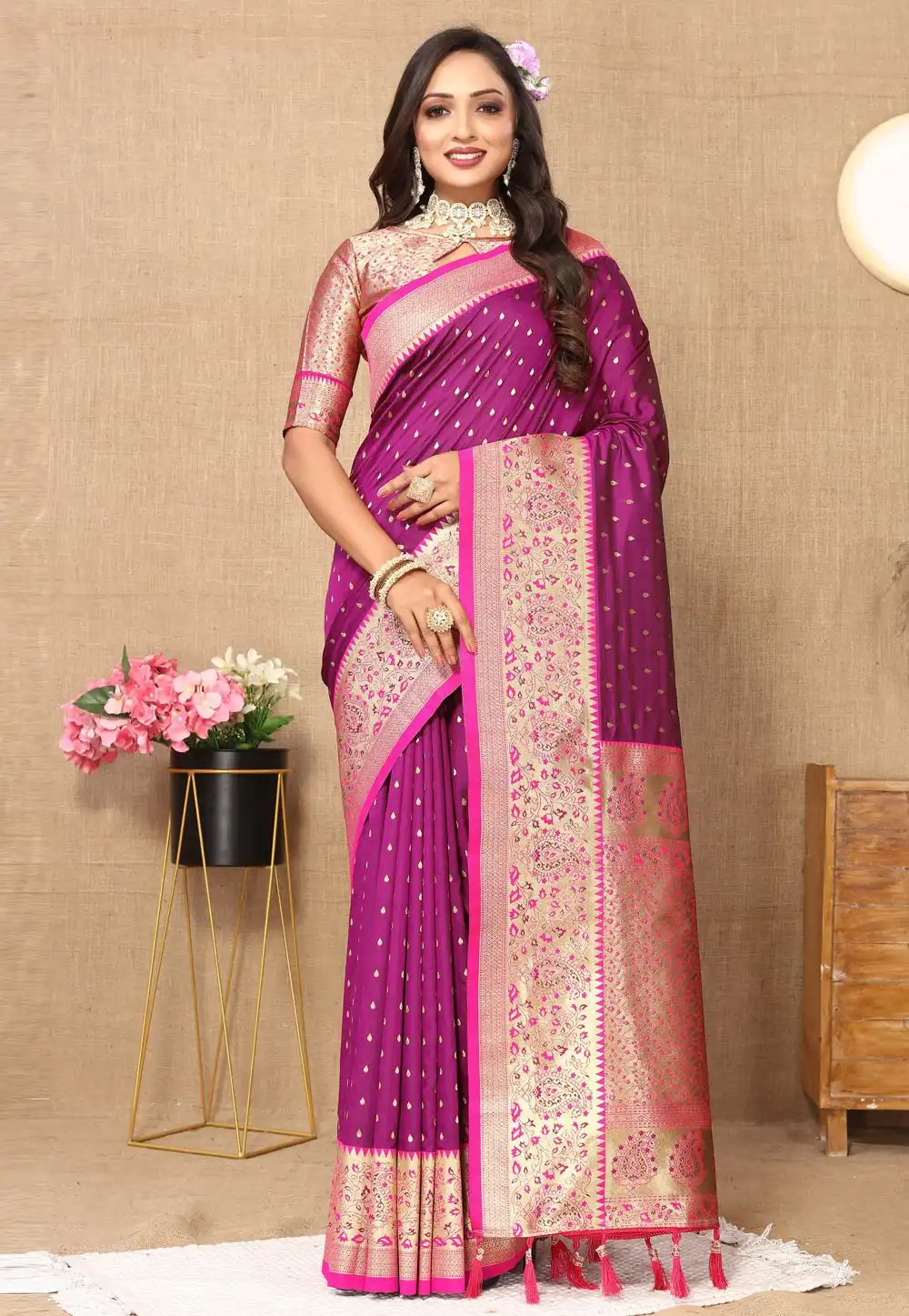 Purple Silk Saree With Blouse 314758