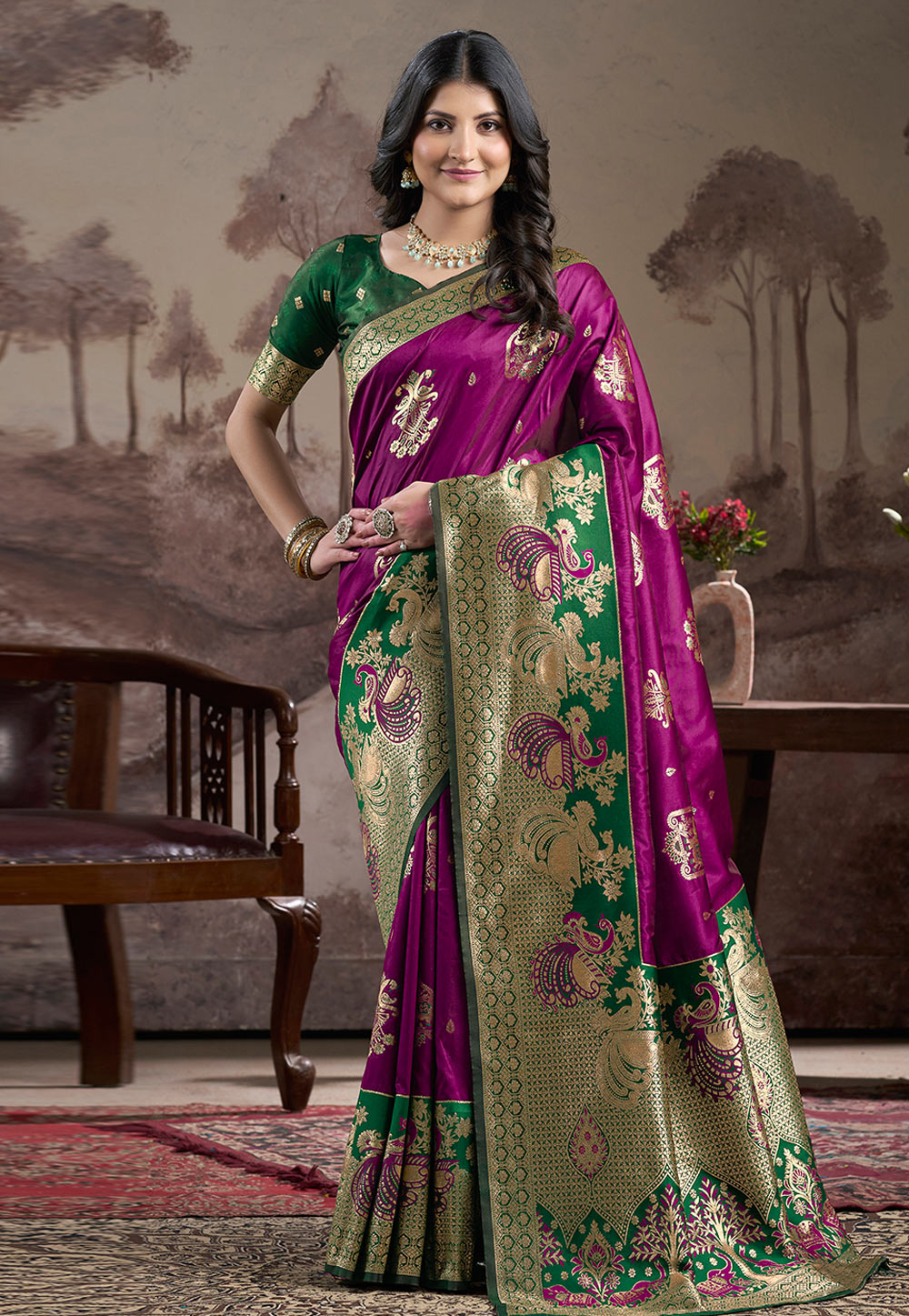 Purple Silk Saree With Blouse 312162