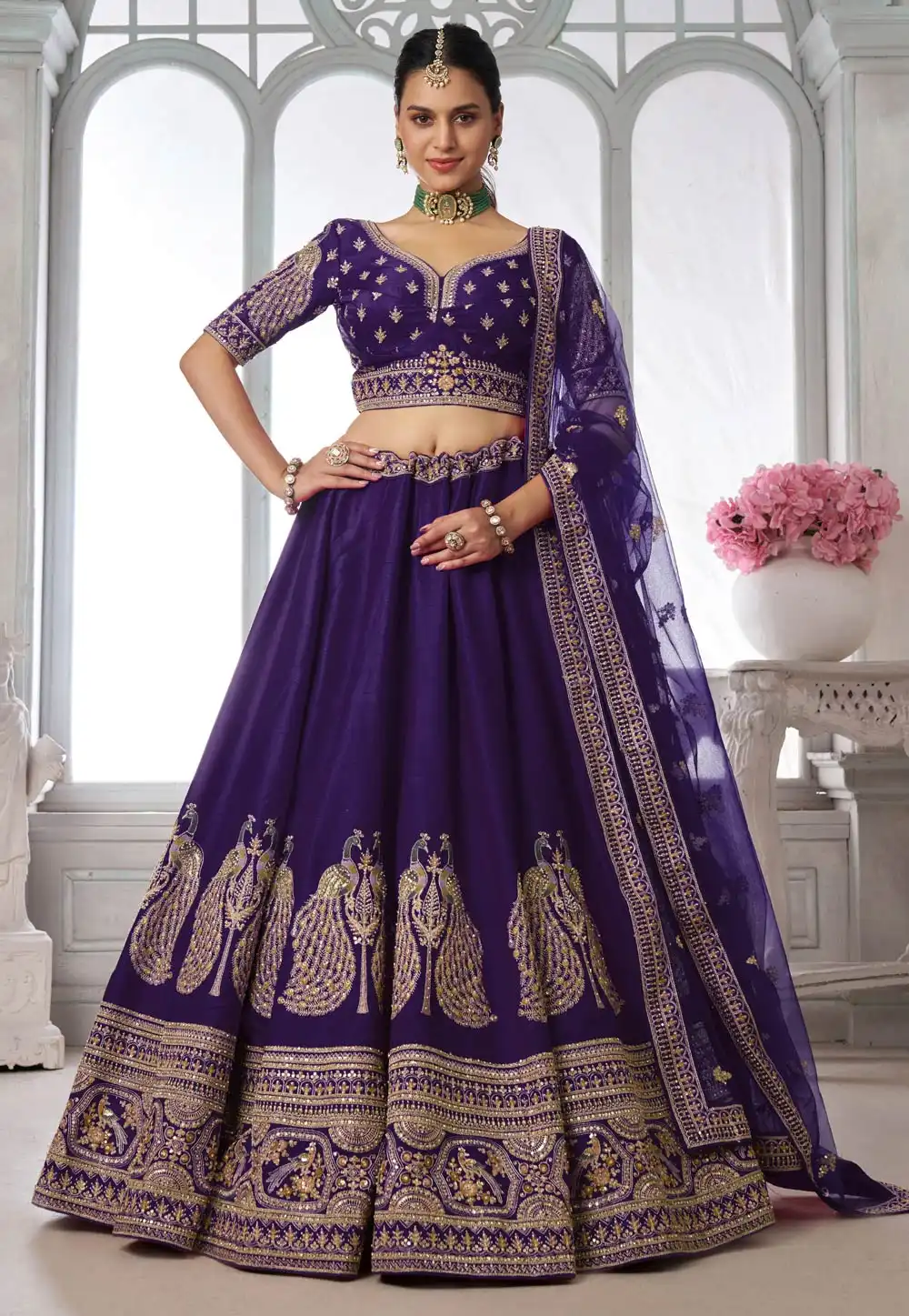 Purple Silk Wedding Lehenga Choli 329373