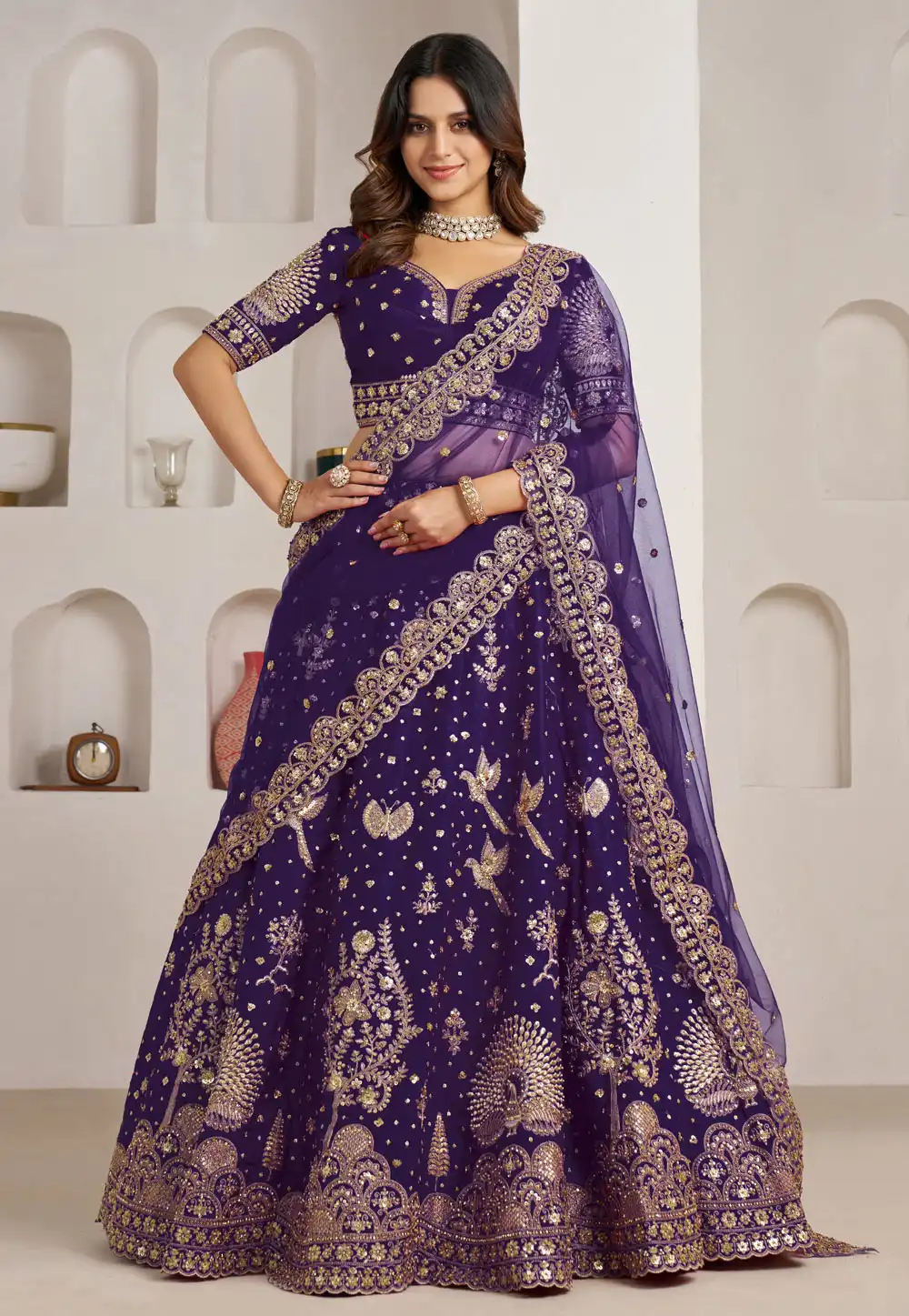 Purple Silk Wedding Lehenga Choli 329381