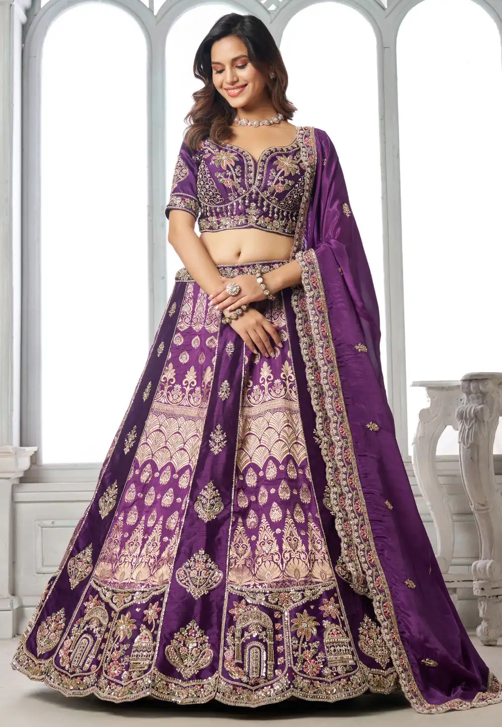Purple Silk Wedding Lehenga Choli 329411