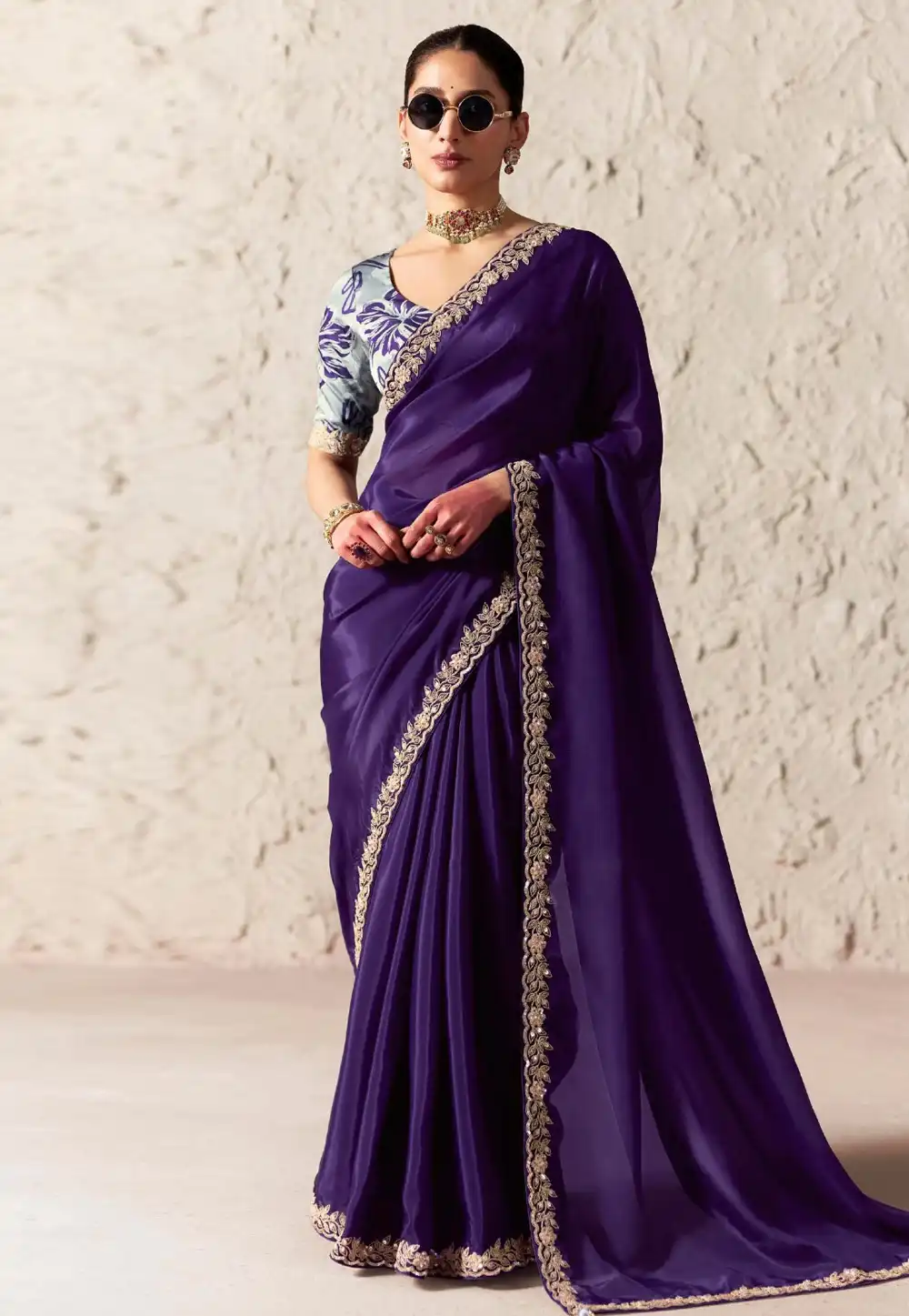 Purple Tissue Saree With Blouse 327891