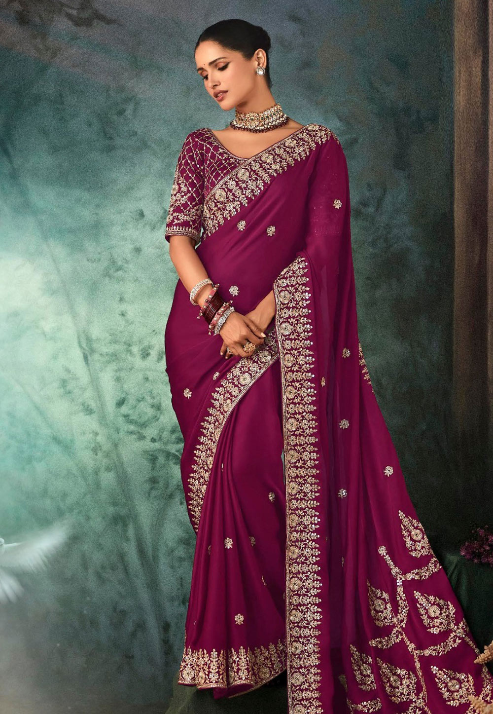 Purple Tissue Saree With Blouse 319761