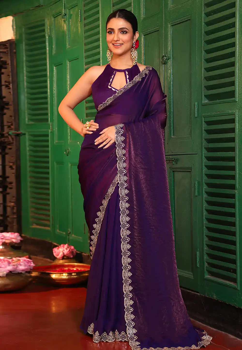 Purple Tissue Saree With Blouse 319841