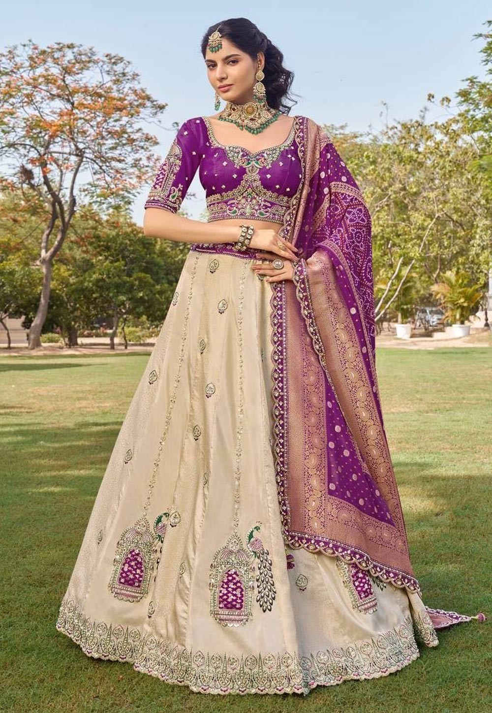Purple Tissue Wedding Lehenga Choli 329231