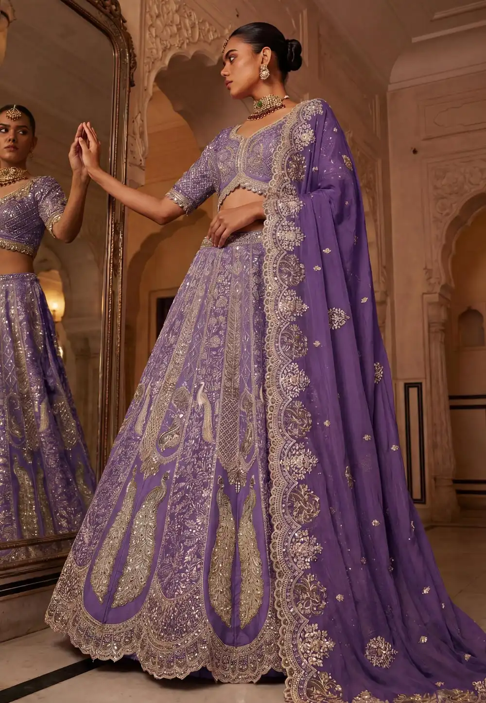 Purple Tissue Wedding Lehenga Choli 329251