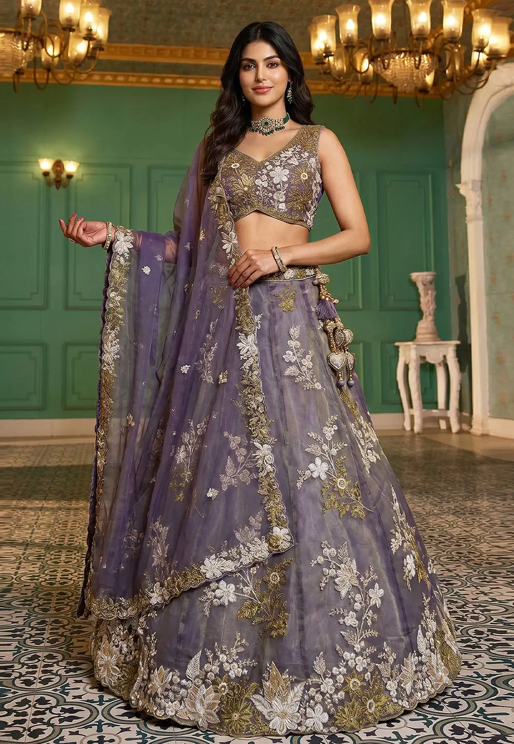 Purple Tissue Wedding Lehenga Choli 332927