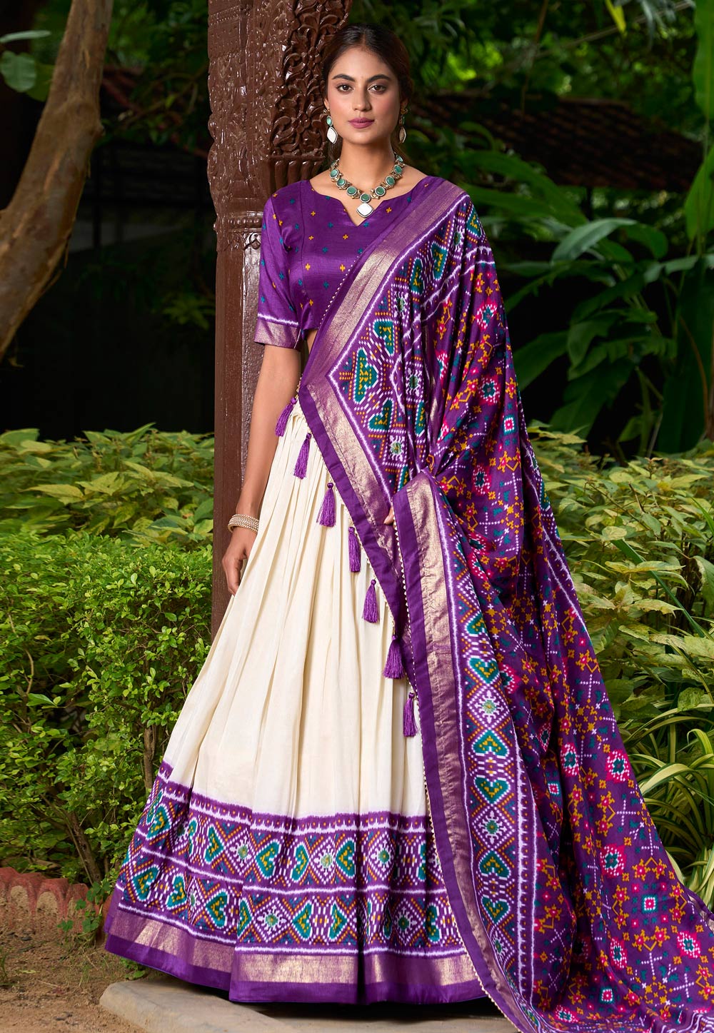 Purple Tussar Silk Lehenga Choli 312052