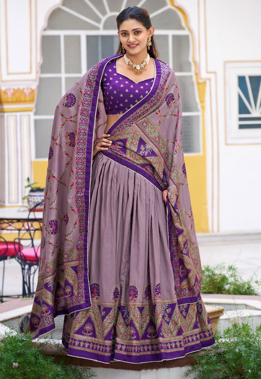 Purple Tussar Silk Lehenga Choli 327434