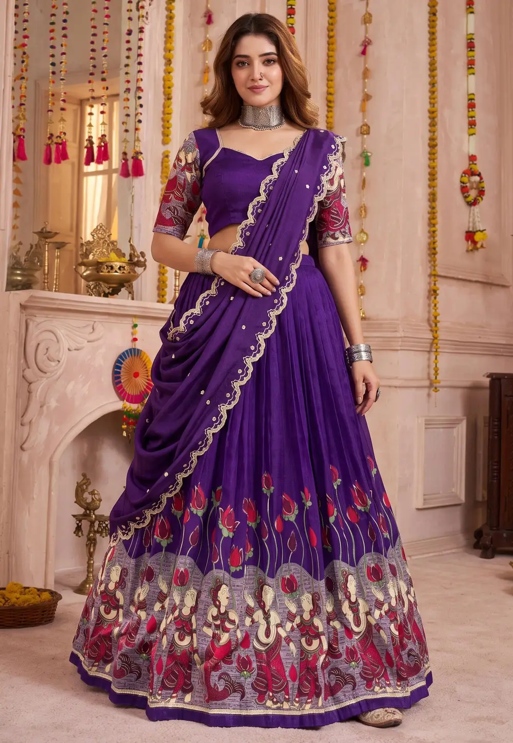 Purple Tussar Silk Navratri Chaniya Choli 334460