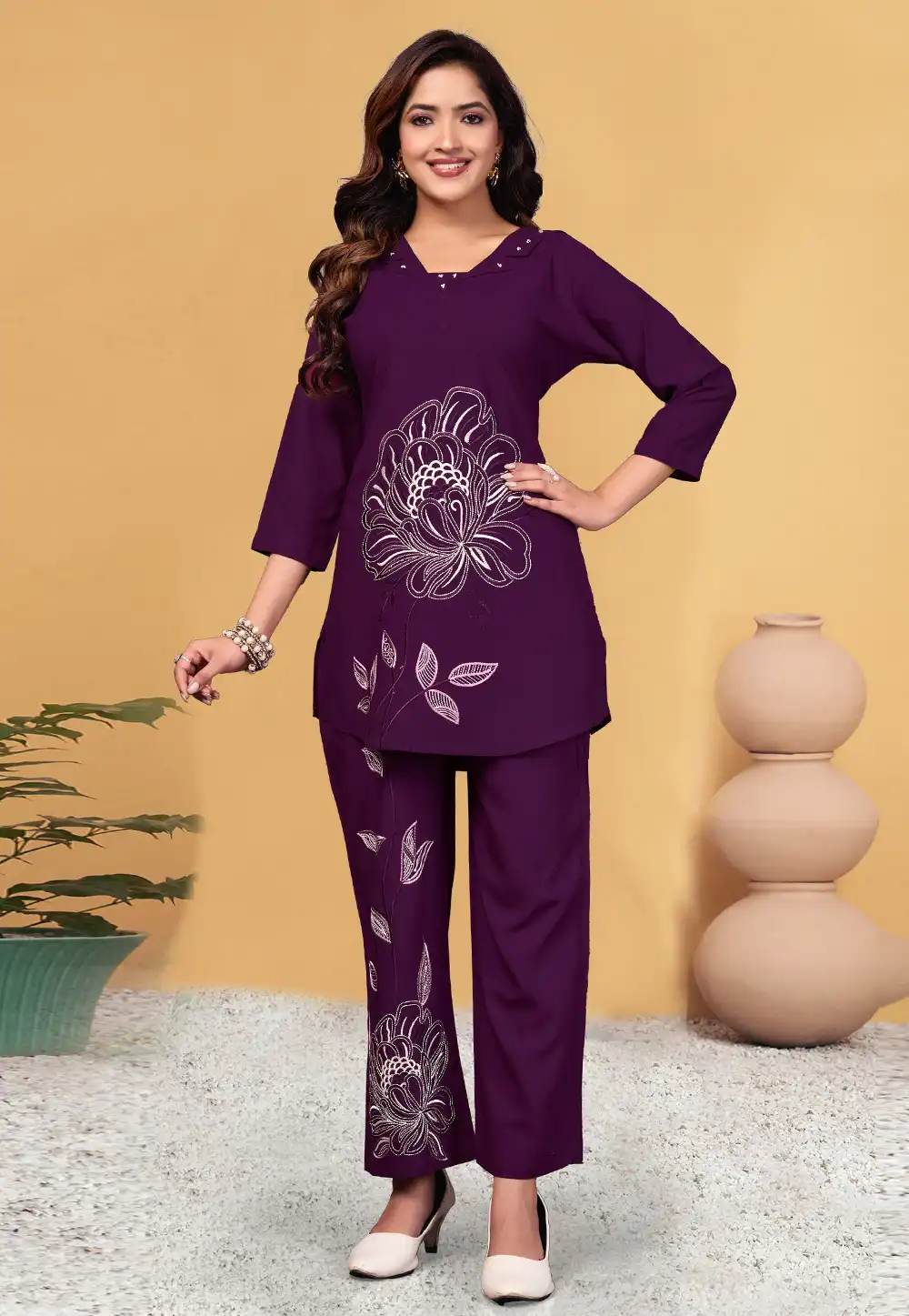 Purple Viscose Rayon Co-Ords Set 321412