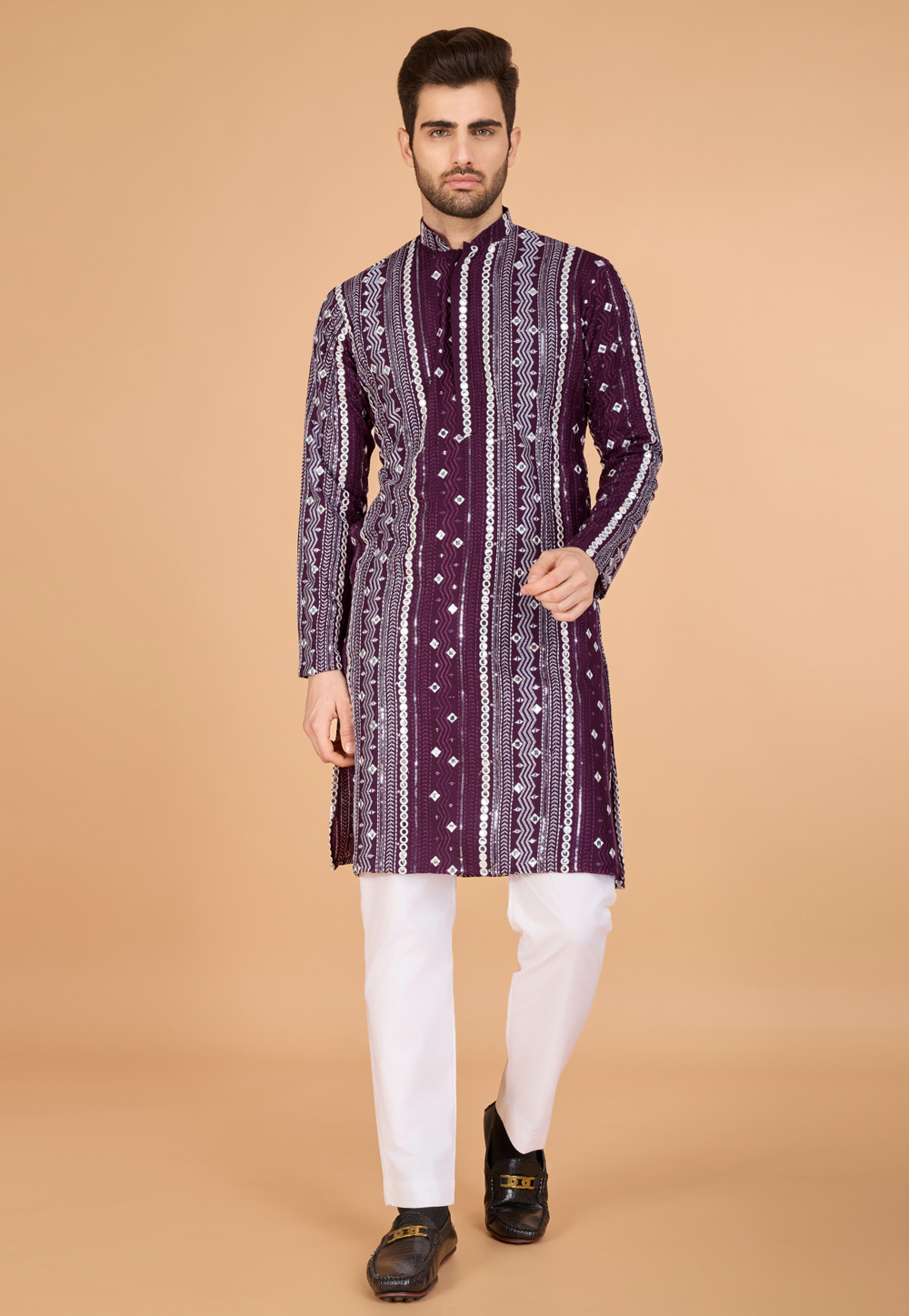 Purple Viscose Rayon Kurta Pajama 311682