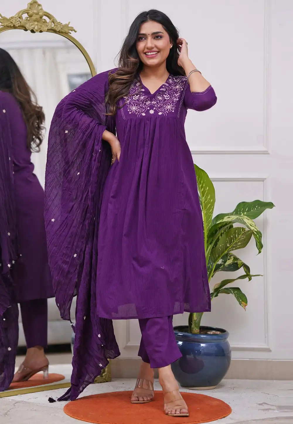 Purple Viscose Readymade Anarkali Suit 320903
