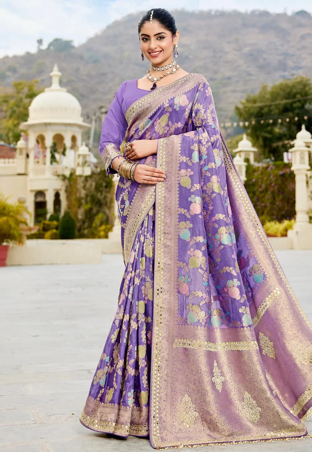 Purple Viscose Saree With Blouse 331150