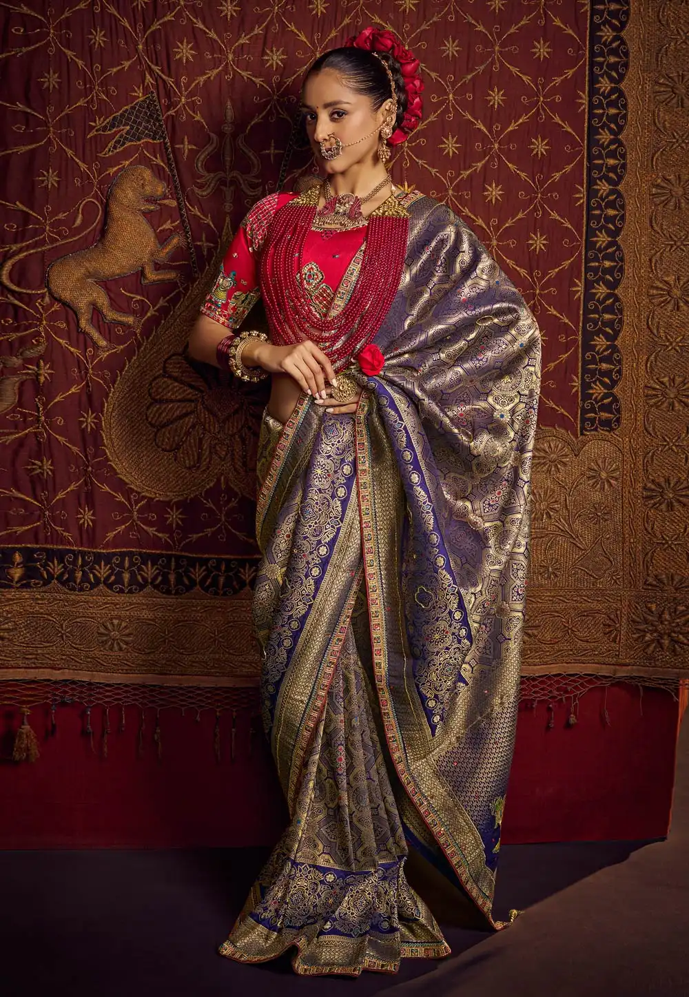 Purple Viscose Saree With Blouse 313444