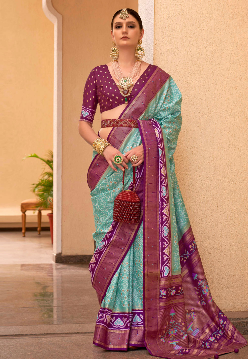 Sea Green Silk Saree With Blouse 276644