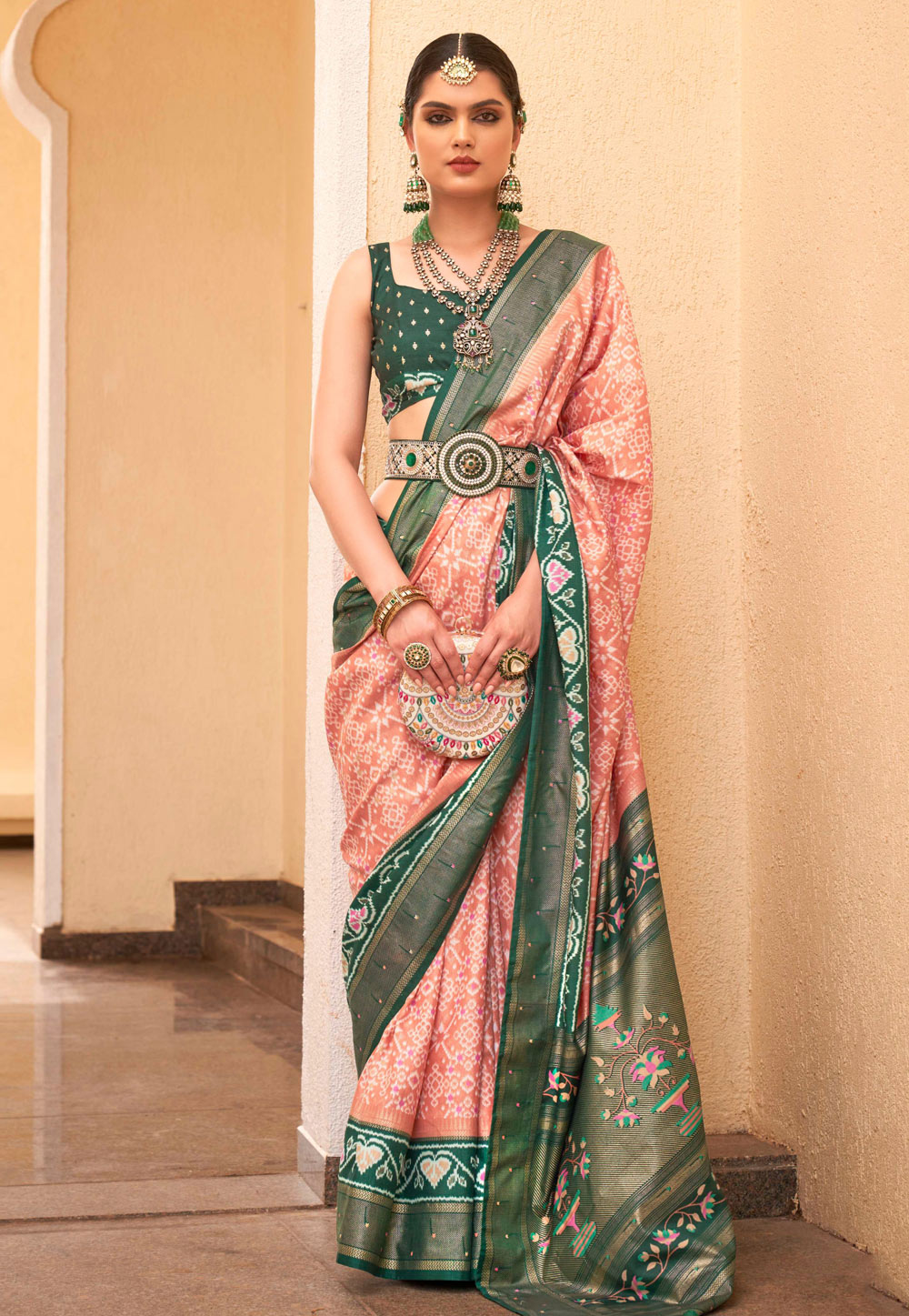 Peach Silk Saree With Blouse 276646