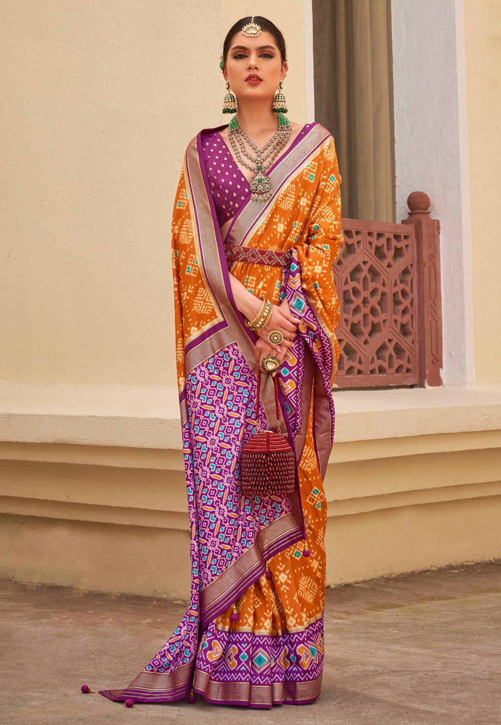 Orange Silk Saree With Blouse 276653
