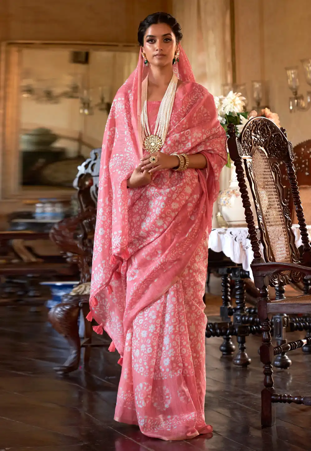 Pink Cotton Saree With Blouse 262279