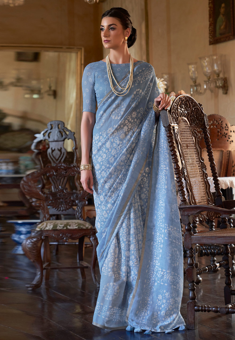 Blue Cotton Saree With Blouse 262283