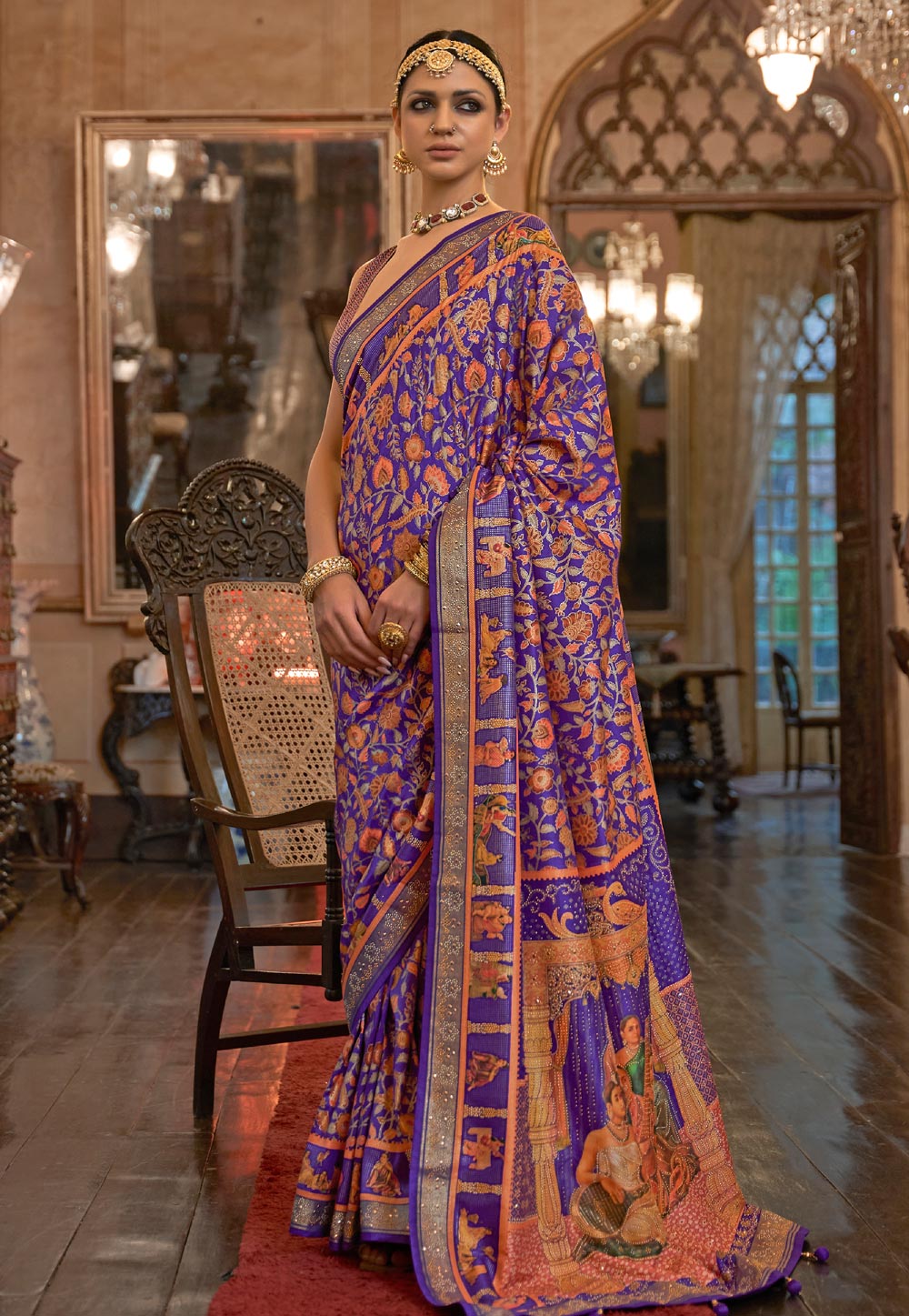 Blue Patola Silk Saree With Blouse 262574