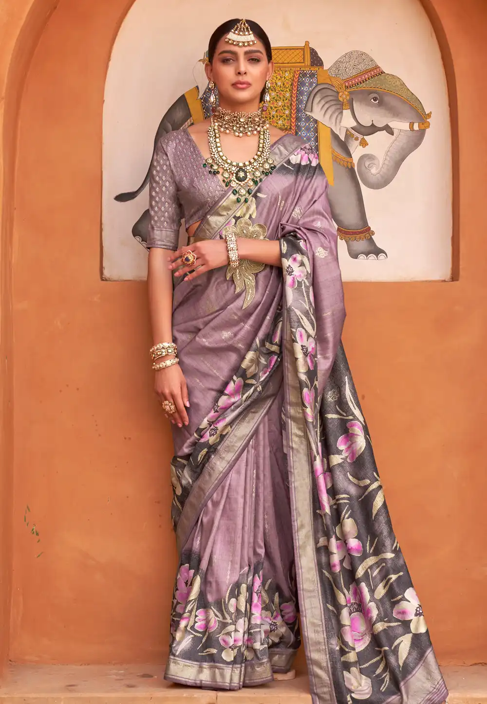 Light Purple Silk Saree With Blouse 274785