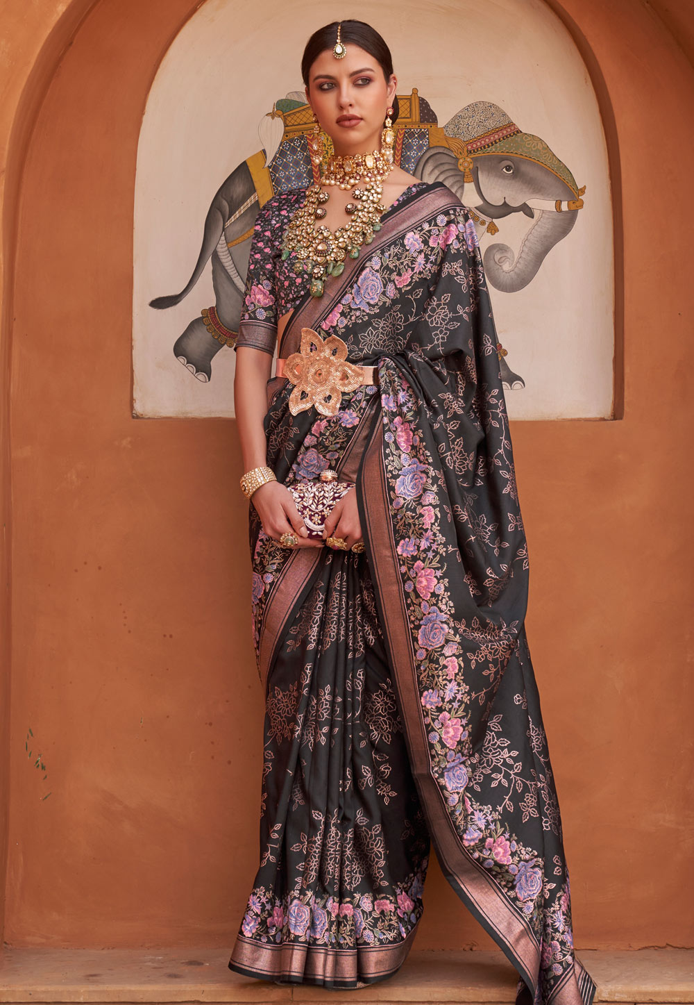 Black Silk Saree With Blouse 274787