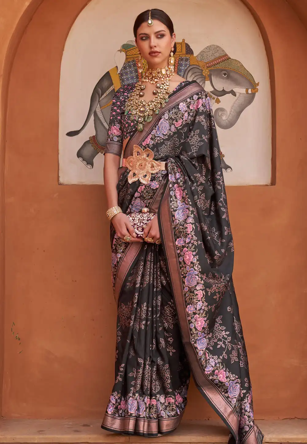 Black Silk Saree With Blouse 274787