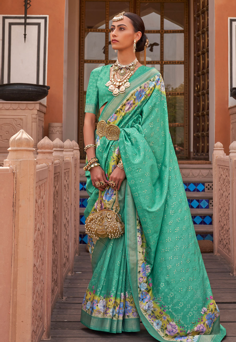 Sea Green Silk Saree With Blouse 274788