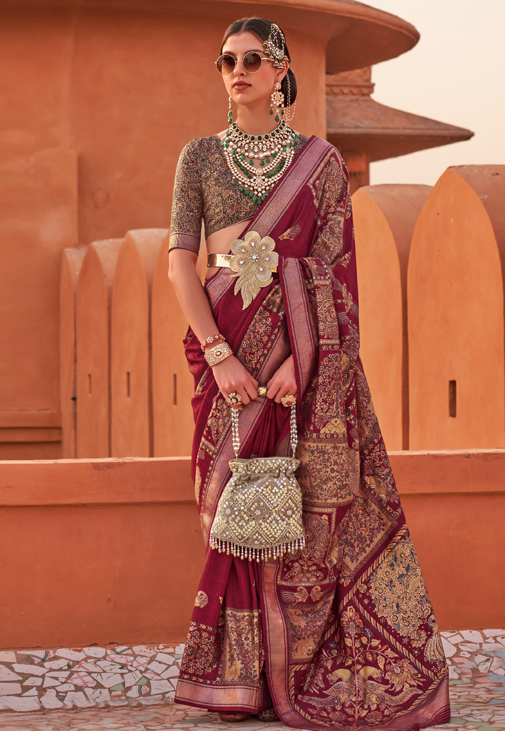 Maroon Silk Saree With Blouse 274448