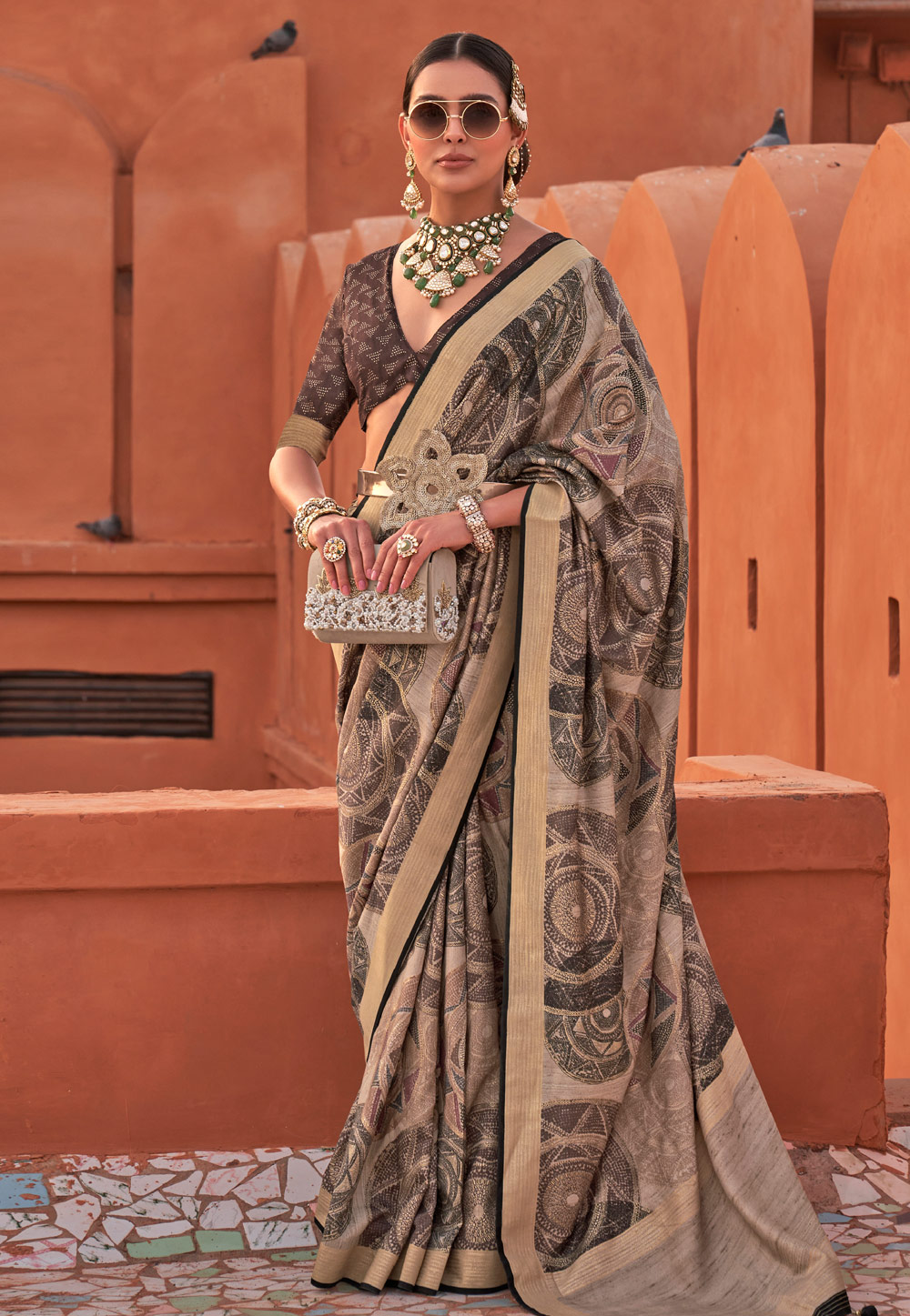 Beige Silk Saree With Blouse 274449
